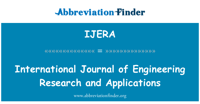 IJERA: Международный журнал инженерных исследований и приложений