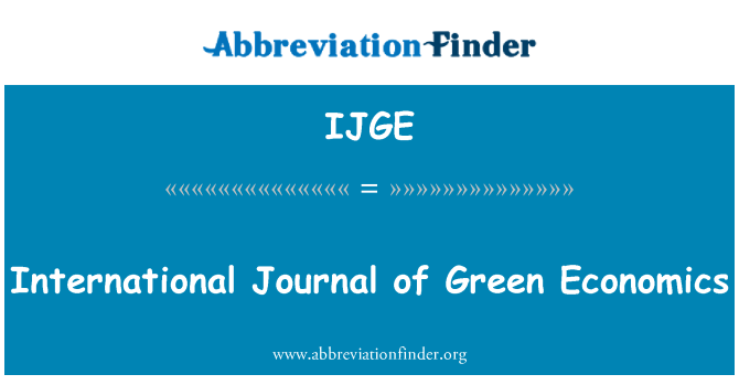 IJGE: Jurnal internasional ekonomi hijau
