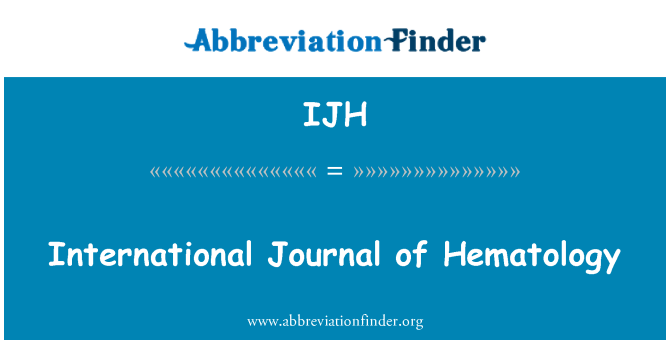 IJH: International Journal of Hematology