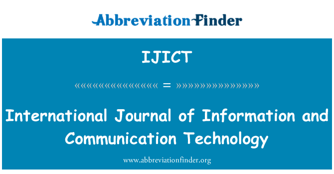 IJICT: International Journal of Information and Communication Technology