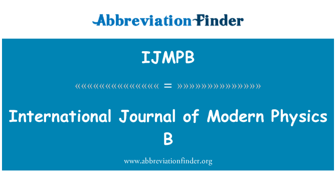 IJMPB: International Journal of moderni fysiikka B