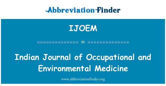 IJOEM: India Journal ja keskkonnaalaste meditsiin