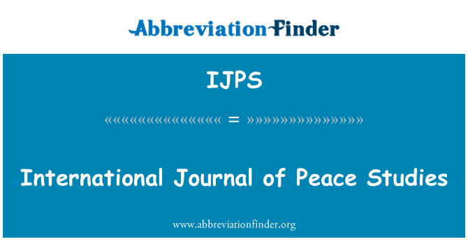 IJPS: Mezinárodní časopis mír studií