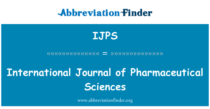 IJPS: Revista Internacional de ciencias farmacéuticas