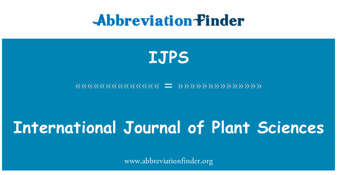 IJPS: Mezinárodní časopis Plant Sciences