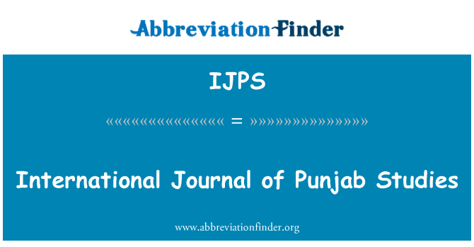 IJPS: International Journal of Punjab Studien