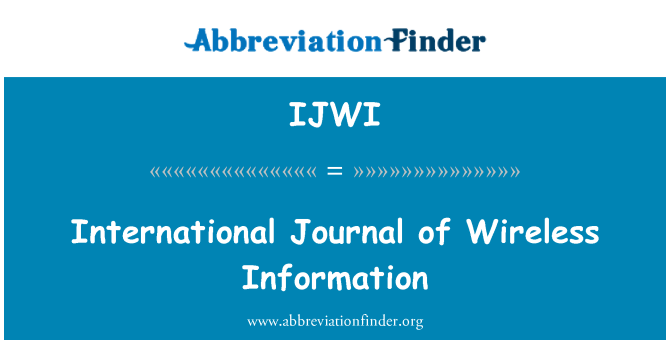 IJWI: International Journal of bezprzewodowej informacje