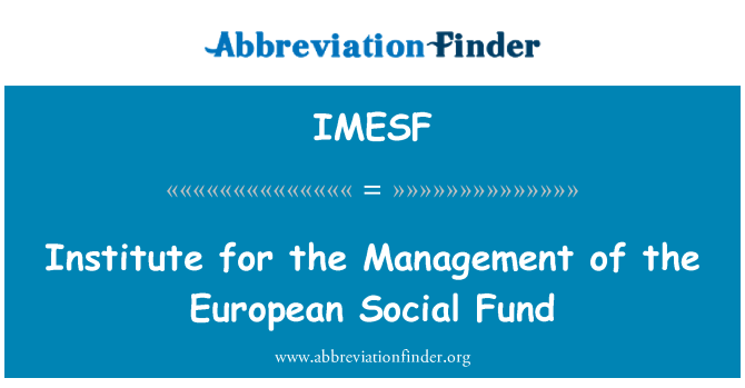 IMESF: Institute for the Management of the European Social Fund