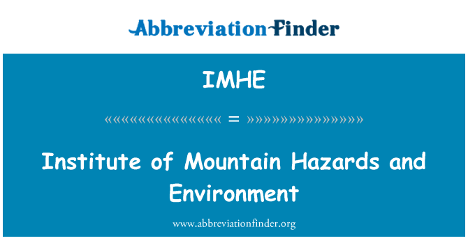 IMHE: Institute Mountain nebezpečenstva a životné prostredie