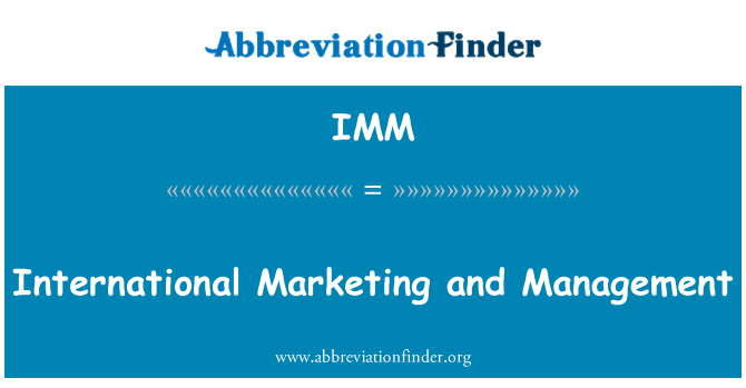 IMM: Marketing internazzjonali u l-amministrazzjoni