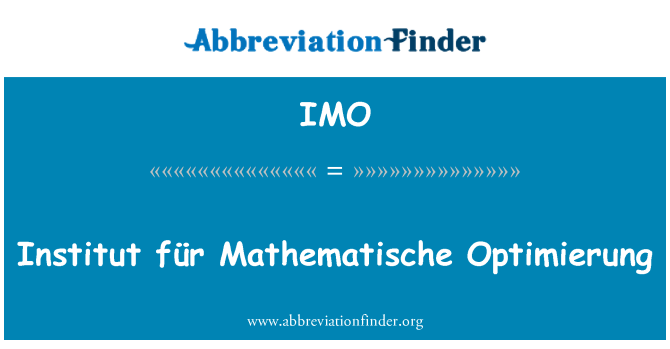 IMO: Institut für Mathematische Optimierung