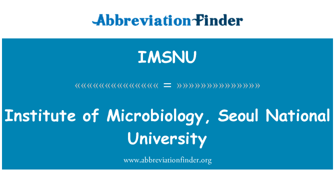 IMSNU: Istituto di microbiologia, Università nazionale di Seul