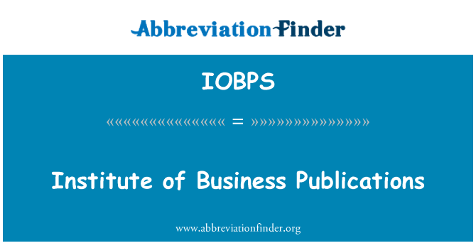 IOBPS: Institut obchodních publikací