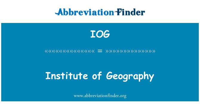 IOG: Inštitut za geografijo