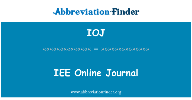IOJ: التقييم الخارجي المستقل المجلة على الإنترنت