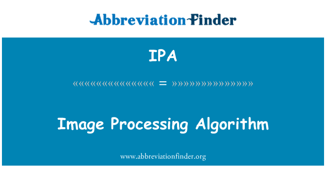 IPA: الگوریتم های پردازش تصویر