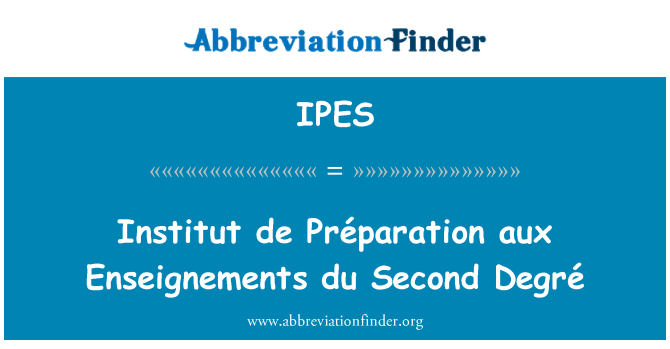 IPES: Préparation דה אינסטיטוט aux Enseignements du Degré השני