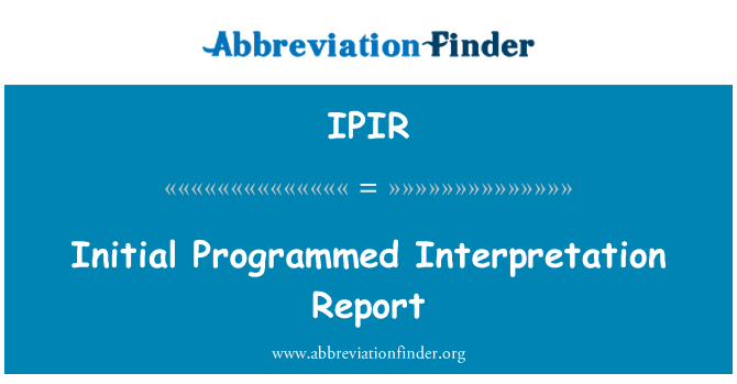 IPIR: 초기 프로그램된 해석 보고서