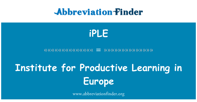 iPLE: یورپ میں پیداواری سیکھنے کے لیے انسٹی ٹیوٹ