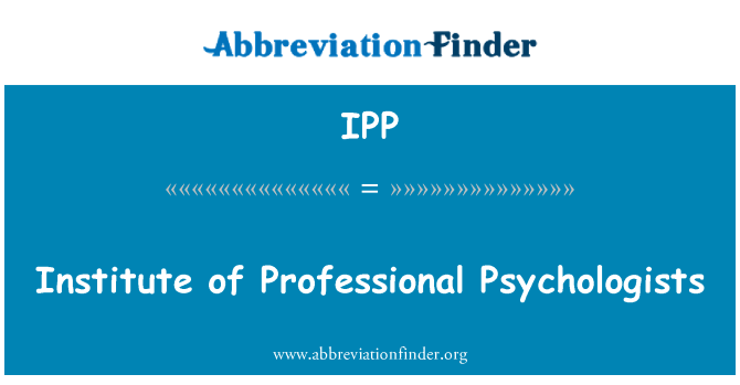 IPP: Institute of Professional Psychologists
