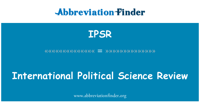 IPSR: International Political Science Review