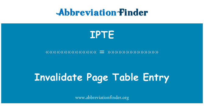 IPTE: К аннулированию записи таблицы страниц