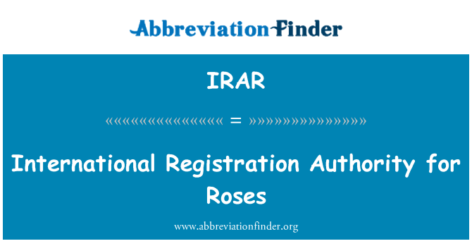 IRAR: International Registration Authority for Roses