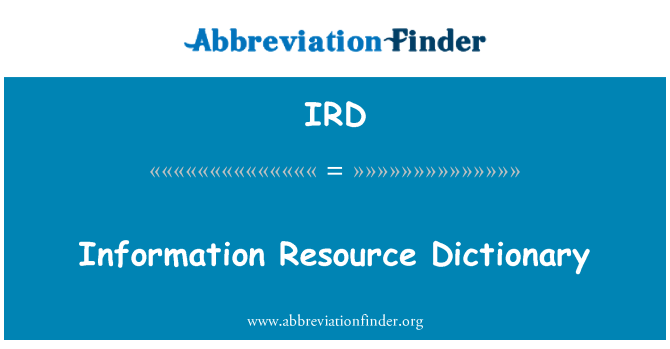 IRD: Tietoja resurssin sanakirja