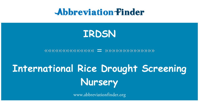 IRDSN: เรือนเพาะชำตรวจภัยแล้งข้าวระหว่างประเทศ