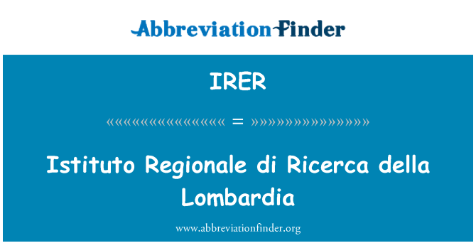 IRER: Istituto Regionale di Ricerca della Lombardia