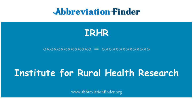 IRHR: Institutt for Rural Health Research