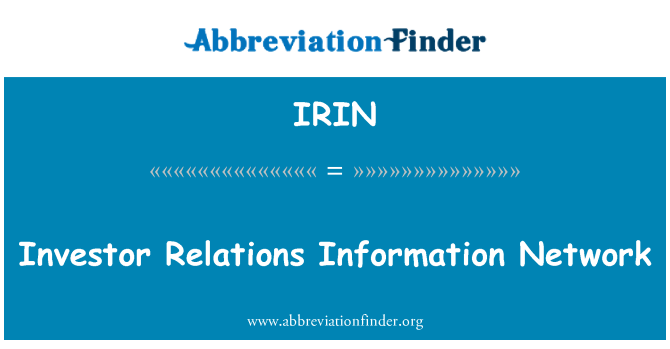 IRIN: سرمایہ کار تعلقات کی معلومات نیٹ ورک