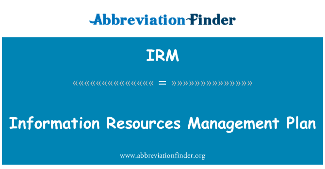 IRM: Information Resources Management Plan