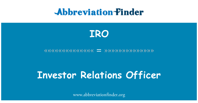 IRO: مامور روابط سرمایه گذار