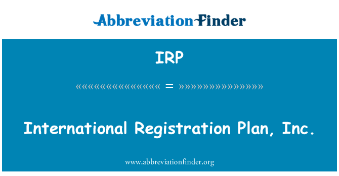 IRP: הבינלאומי ההרשמה לתוכנית, inc...