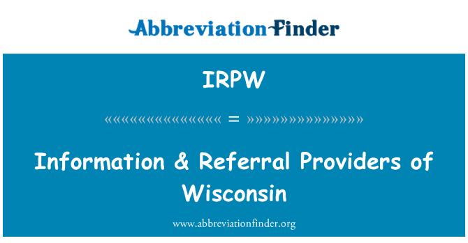 IRPW: Informācija & Referral sniedzējiem, Wisconsin