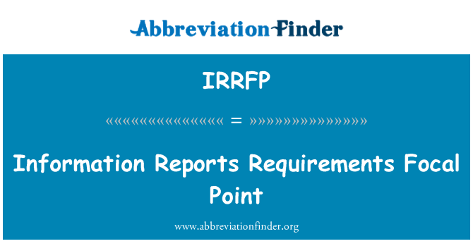IRRFP: اطلاعات گزارش نقطه کانونی مورد نیاز
