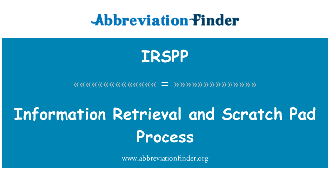 IRSPP: Otsinguid ja tühjalt Pad protsessi