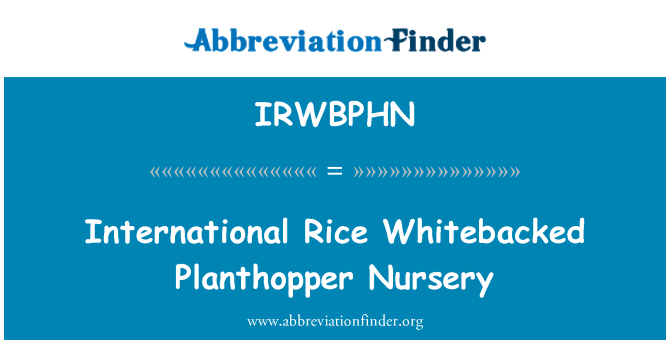 IRWBPHN: Scuola materna internazionale del riso Whitebacked Planthopper