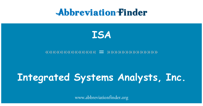 ISA: Analisti di sistemi integrati, Inc.