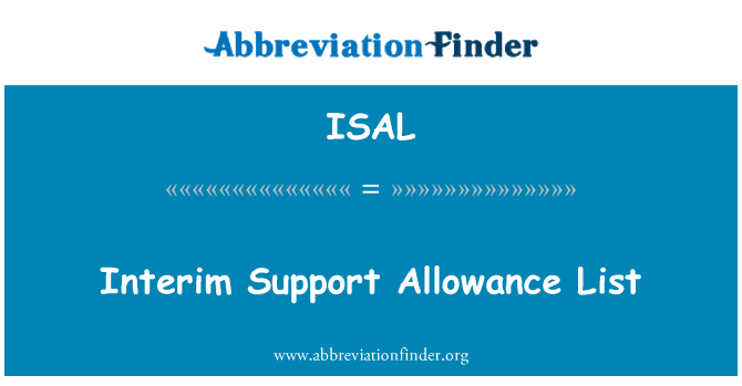 ISAL: Lista de subsídio de apoio intercalar
