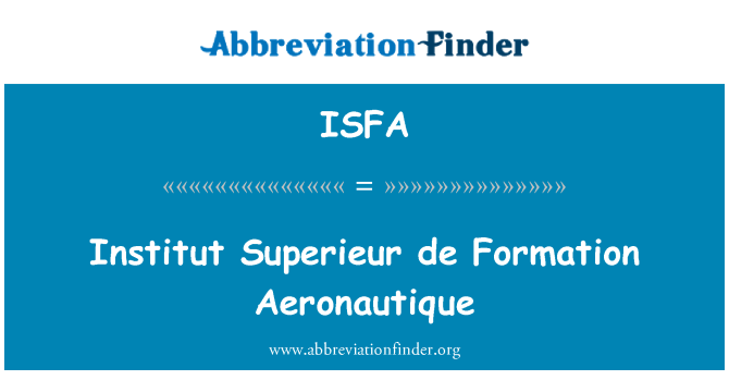 ISFA: Enstiti Superieur de fòmasyon Aeronautique