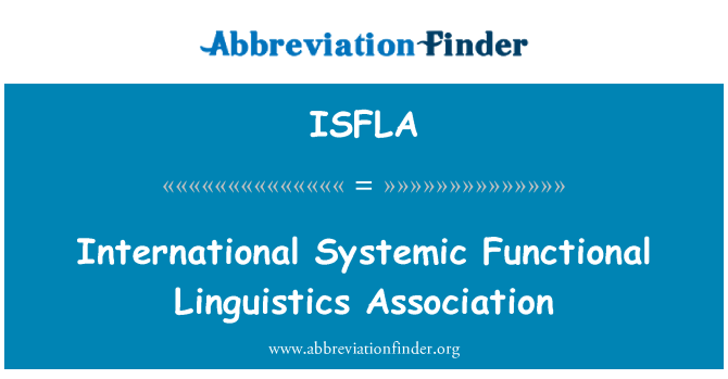 ISFLA: Ассоциация международных системных функциональной лингвистики