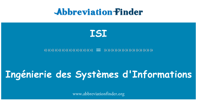 ISI: Ingénierie des Systèmes d'informations