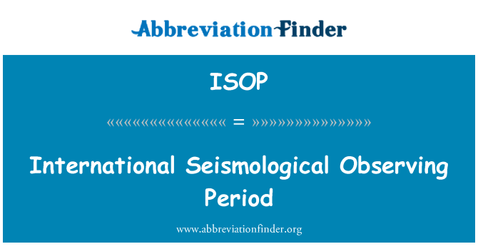 ISOP: Internazzjonali Seismological tosserva perjodu