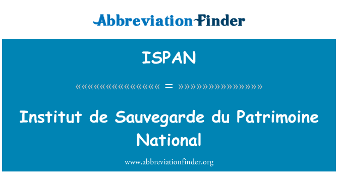 ISPAN: Du Sauvegarde de انستیتو ملی Patrimoine