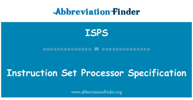 ISPS: Ohjeisto prosessori erittely