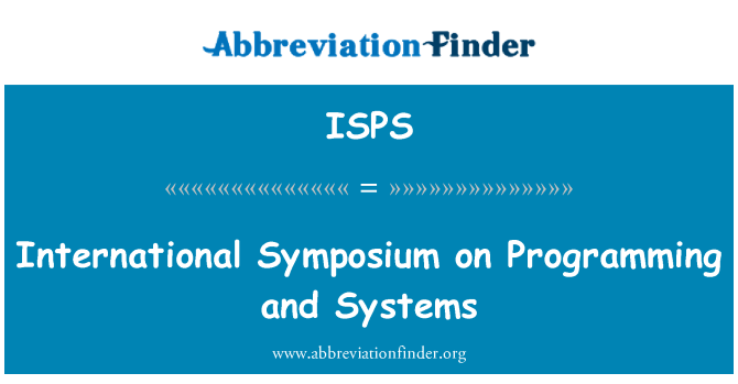 ISPS: 程式設計和系統國際研討會