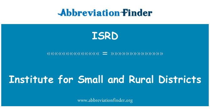 ISRD: Enstiti pou distri ti Et seksyon riral yo