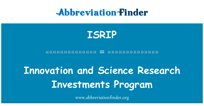 ISRIP: Inovasi dan Program pelaburan penyelidikan sains